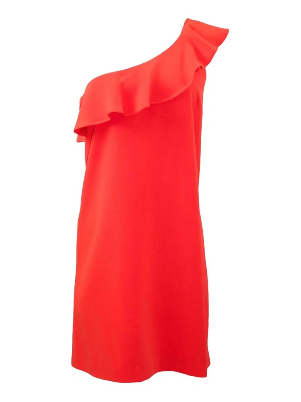 Sezane One-Shoulder Red Ruffle Dress